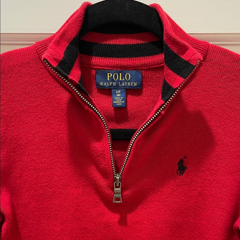 Polo by Ralph Lauren Boys size small (8) Quarter Zip Red Sweater